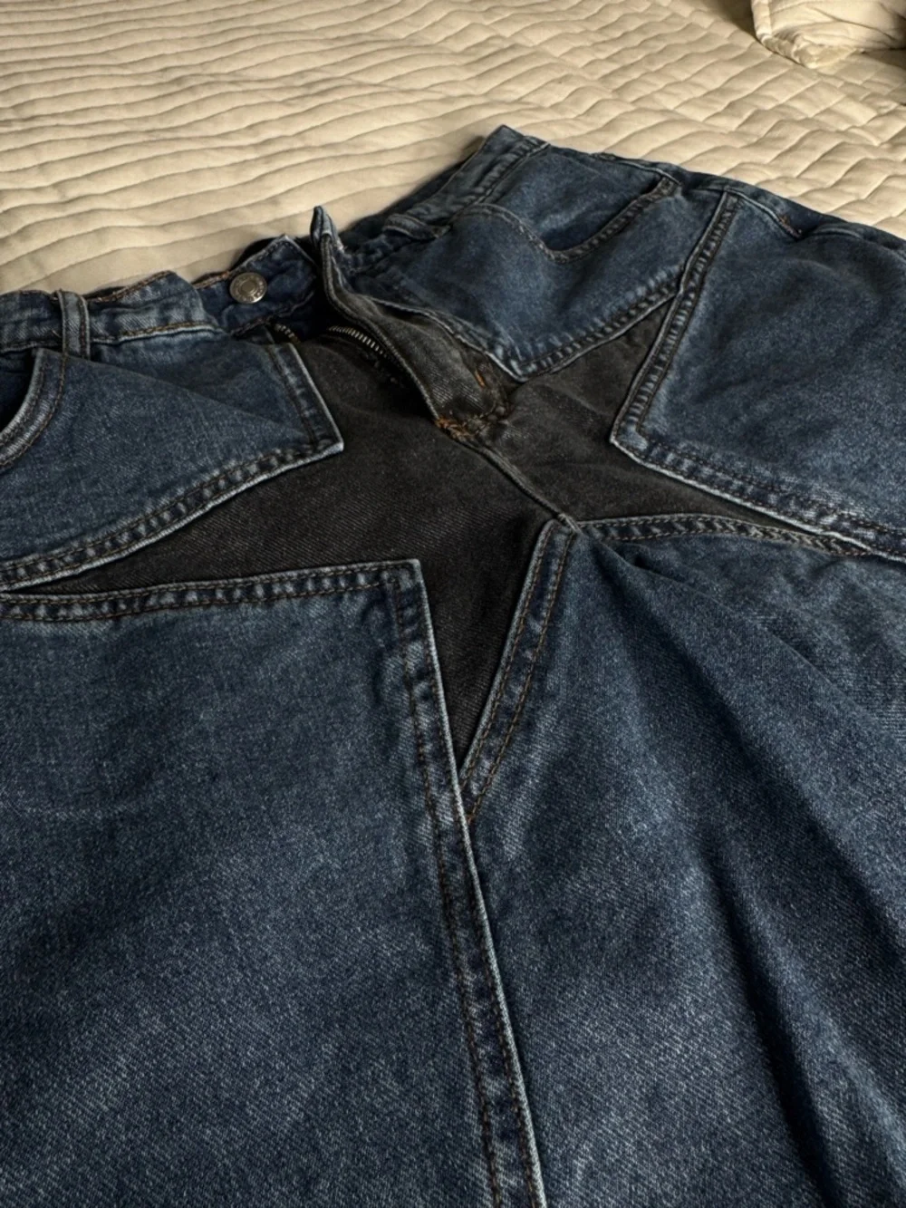 Festival Men's Dark Blue Star Patch Denim Shorts - Picture 5 of 5
